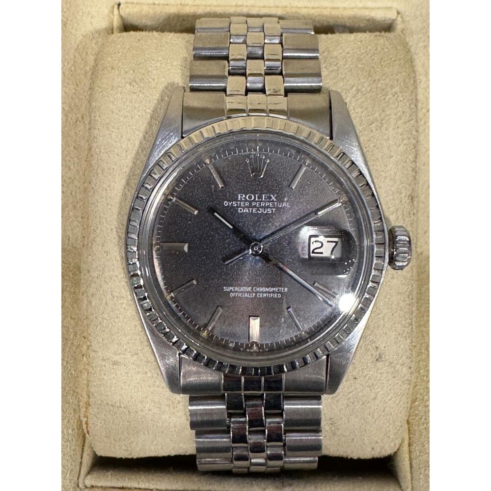 Rolex Datejust 36mm 1603 1988 Hashed Engine Turn Bezel Jubilee Band Blue Dial - Picture 4 of 11